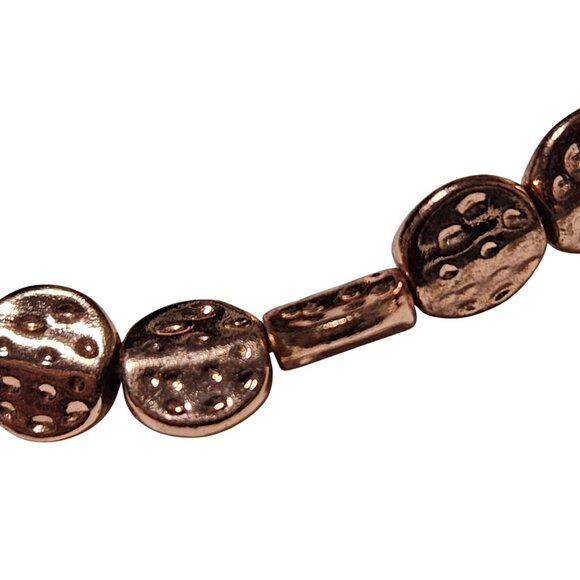 Elegant Copper Toned Stretch Bracelet Textured Round Beads Fashion Jewelry Women - Picture 2 of 3